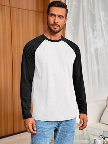 Runcati Mens Baseball Shirt Casual Raglan Long Sleeve Crewneck Graphic T-Shirt Lightweight Vintage Tops2