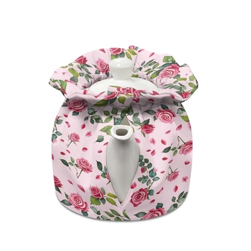 Image of Valentine Tea Cozy Foldable Teapot Rose Dust Cover Keep Warmer Teapot Protective Insulated Soft Cover Kitchen Home Decor Accessory Tea Pots Cozy Decorative Accessories