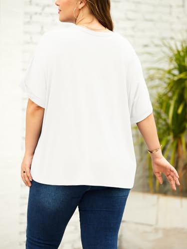 Tankaneo Women's Plus Size Short Sleeve T Shirts Summer Half Sleeve Crew Neck Oversized Tees Casual Loose Fit Tunic Tops2
