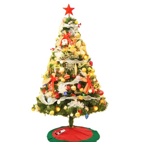 Árbol de Navidad artificial de 5 pies, árbol de Navidad de pino decorado con adornos, árbol de Navidad con bolas colgantes, para decoración del hogar, fiestas, fácil montaje