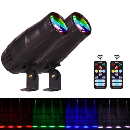 Ecostrobe LED Pinspot Light 2 Pack,Disco Ball Spotlight Mini 15W RGBW LED Beam Spot Lights 4 in 1 Stage Lighting Mirror Ball Light with Remote Control for DJ Disco Party Bar Club Wedding (Spotlight)