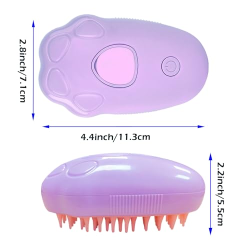 Image of Steam Brush for Cats, Spray Comb Mist Brush, Rechargeable Steam Pet Brush for Dogs and Cats, Self-Cleaning 3-in-1 Cat Hair Brush with Steam for Long and Short Hair for Cats and Dogs (purple)