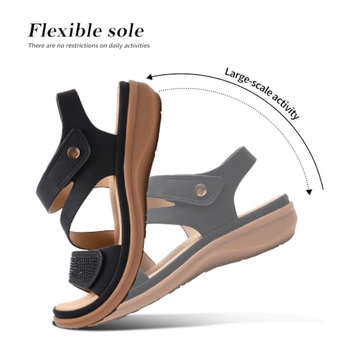 Image of Littleplum Womens Sandals Arch Support - Comfortable Flat Sandals for Women, Summer Breathable Adjustable Orthotic Walking Shoes for Beach,Travel