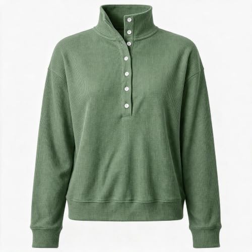 Sweatshirts For Women Oversized Half Button Pullover Mock Neck Sweatshirt - image 5