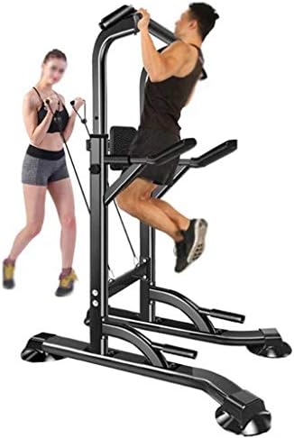 DXIN Pull Up Station,Workout Dip Station,Dip Station Power Tower,Multi-Function Fitness Equipment,for Strength Training,Load 400KG (Color : Black, Size : 87104155cm)
