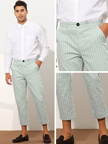 Lars Amadeus Striped Dress Pants for Men's Slim Fit Flat Front Cropped Ankle Length Office Pants4