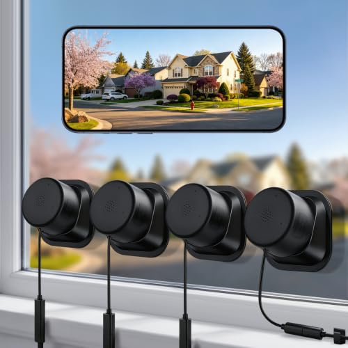 Image of 2K No-Drill Window Security Cameras, 4Packs Magnetic Cameras for Home Security, 5G&2.4G WiFi Indoor Angled Window Cam Stick on Glass, Full Color Night Vision, 24 /7 AI Human Detection for RV, Apartment