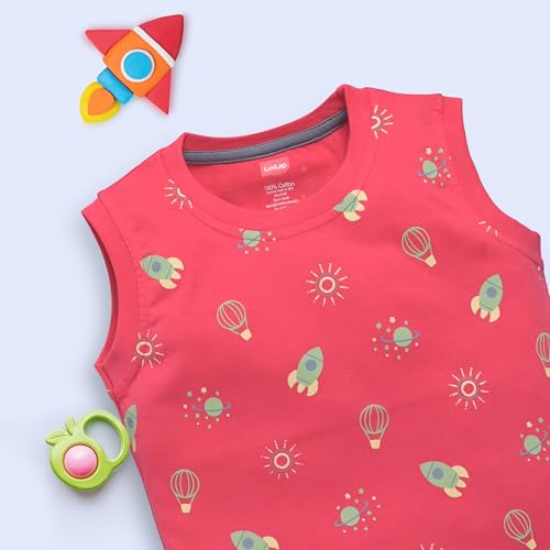 Image of LuvLap Baby Boys Regular Fit 100% Cotton Sleeveless Boys T-Shirt & Shorts Set Pack of 3