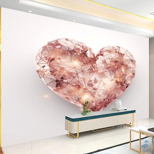Papier peint panoramique effaçable rose 200x140cm géométrique - 5