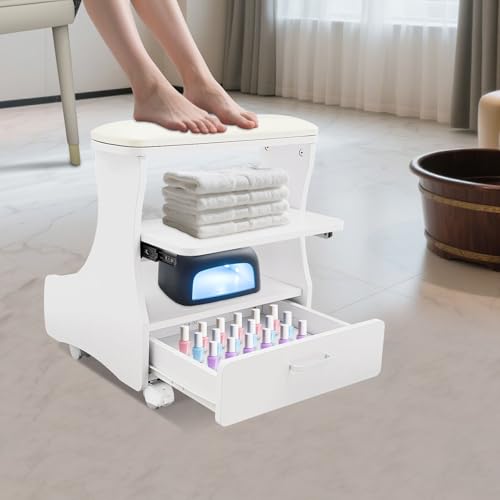 Banco portátil para spa de pies blanco con ruedas miniatura 4