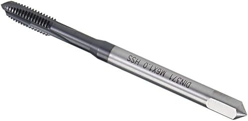 Vista 30 de uxcell Grifo roscado de punta espiral M5 x 0.8, tolerancia H2 de acero de alta velocidad recubierto TICN, vástago redondo con extremo cuadrado