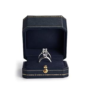 Oirlv Dubbele ringdoos, trouwring geschenkdoos, vierkant fluwelen trouwring geval ring geschenkdoos voor voorstel verloving bruiloft (dubbele ringdoos)