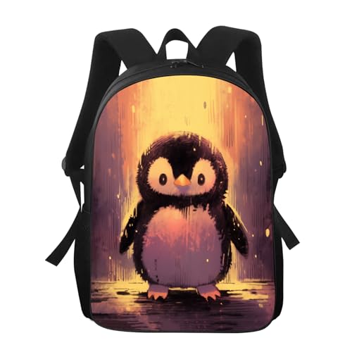 Penguin School Backpack Cute Fuzzy Baby Penguin Bookbag for Teens Kids Boys Girls, Large 17 inch Elementary Junior High University School Bag, Water Resistant Casual Travel Daypack2