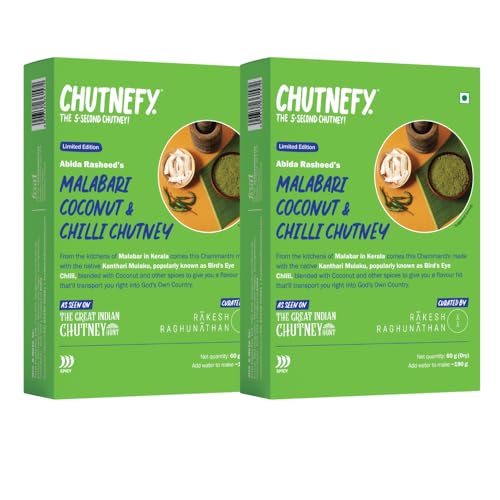 Image of CHUTNEFY - 5-Second Instant Malabari Coconut & Chilli Chutney by Rakesh Raghunathan (Pack of 2) Each Pack Serves 5-6 Ready-to-Eat Chutneys| Malabar Special | No Preservatives Or Additives