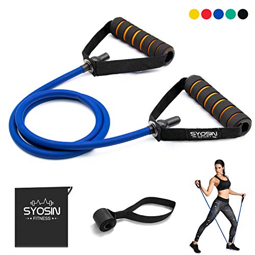 SYOSIN Professional Single Resistance Exercise Band, Non-Slip and Comfortable Handles with Door Anchor, Physical Therapy, Strength Training and Muscle Toning