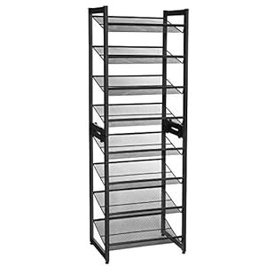 SONGMICS schoenenrek, met 8 niveaus, set van 2 stapelbare 4-staps schoen organizers, opslag voor schoenen, met…