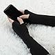 sourcing map Paar schwarze Acryl Finger Winter Armlinge lange Handschuhe Schwarz für Frauen