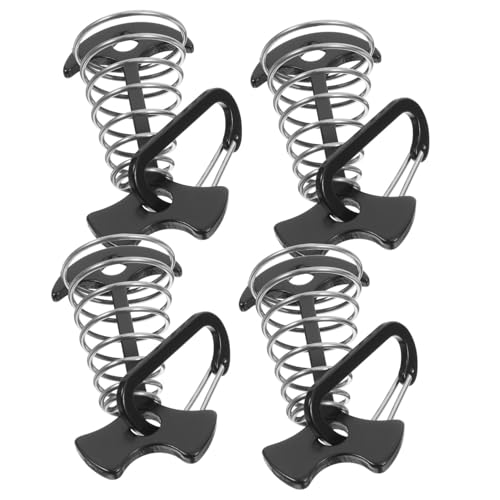 Abaodam 4Pcs Tent Stakes with Carabiner Clips Durable Spring Anchors for Outdoor Camping Hiking Easy Setup and Takedown Versatile Rope Tighteners for Canopy and Tarp Support
