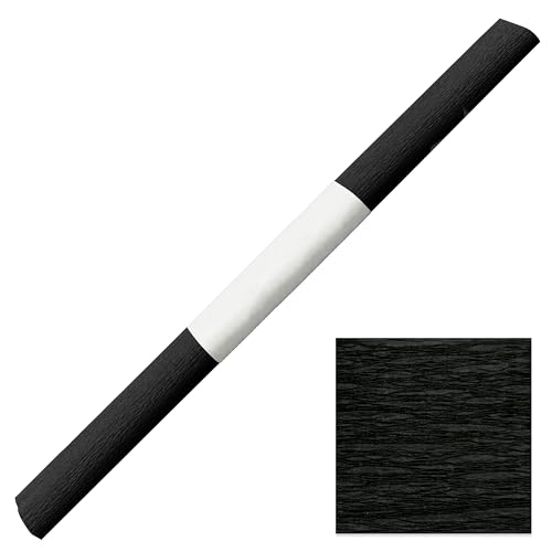 Krepppapier wasserfest & farbfest 50x250cm – dehnbar – Bastelkrepp für Blumen, Schultüten, Dekoration & Basteln – reißfestes Bastelpapier – Farbwahl (schwarz)