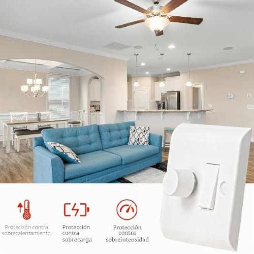 Regulador de intensidad LED e interruptor de luz de pared basculante de 2 vías 6
