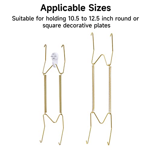 Image of 10 Piece Plate Hangers, 12 Inch Invisible Brass Wall Plate Hangers, Comes with 12 Piece Wall Hooks for Decorative Plates
