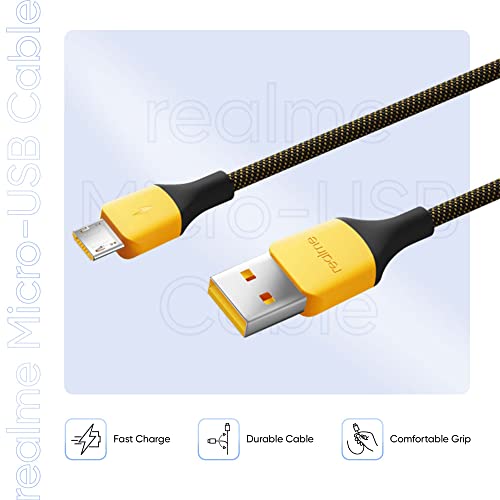 Image of realme 10W Fast Charging Micro-USB Cable (Braided, Black)