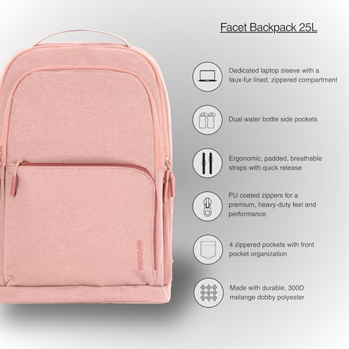 Incase Facet 25L Durable Travel Backpack + Laptop Bag with Computer Sleeve with Quick Release Strap - Carry On Backpack (Aged Pink, 25L) by Incase - Used condition - Image 3