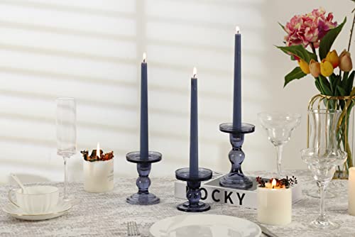 Gmwd 3 Pcs Glass Candle Holder Set Clear, Blue Candlesticks Holders Pillar Taper Candles Tealight Stand For Wedding Centerpieces Home Decorations Dining Table #TOP4