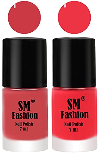 Image of Long Lasting Nail Polish | Nail Paint Combo 7 ml Each) - Set of 2 Punch Pink-Rose Pink