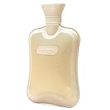 HomeTop Premium Classic Rubber Hot Water Bottle, Great for Pain Relief, Hot and Cold Therapy (2 Liters, Cream White)