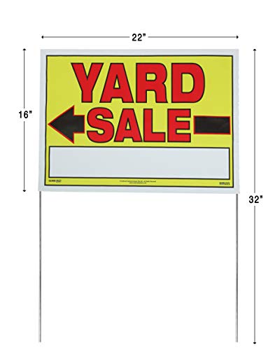 Sunburst Systems 3930 3930 Yard, Assembled Yard Sale Sign With U-Stake, 32" H X 22" W (Including Stake), Yellow And Red, 10 Count #TOP1
