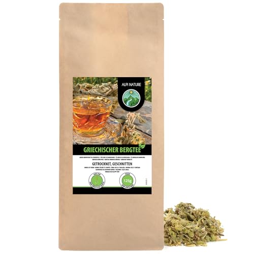 Alpi Nature Té Griego de Montaña 125g, Tallos de Flores Cortadas, Hierba Sideritis Seca para Té