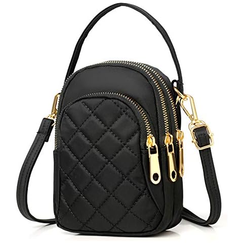 Small Black Crossbody Phone Bag for Women Quilted Purse Nylon Cell Phone Cross Body Wallet Designer Womens iphone Purses Cover
