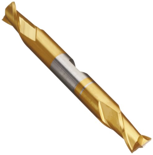 Image of 5160373 High Speed Steel (HSS) Square Nose End Mill, Inch, Double End, Weldon Shank, TiN Finish, 2 Flutes, 4.125 inch Overall Length, 0.4062 inch Cutting Diameter, 1 /2 inch Shank Diameter