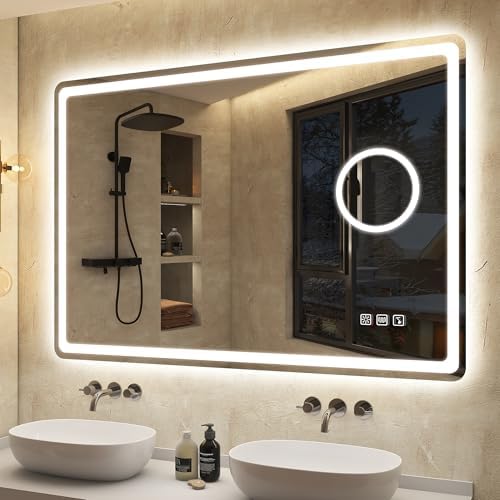 S'bagno Espejo Baño Bluetooth con Luz 100x70cm, IP44, LED con Lup...