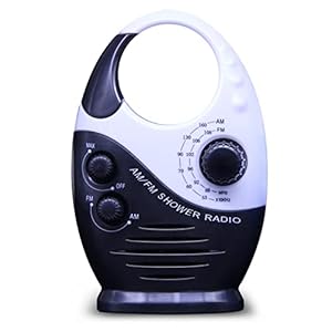 Radio Music Player AM/FM Bathroom Radio Waterproof Shower Radios Hanging Wireless Mini Portable Waterproof Battery Operated Shower Radio Speaker for Home, Beach, Bathroom, Outdoor Black