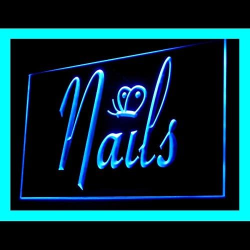 160073 Nails Butterfly Irresistible Fascinating Display LED Light Neon Sign