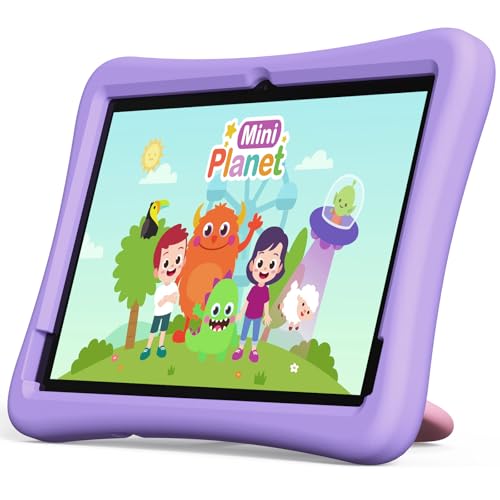 plimpton Tablet Bambini 10 Pollici, Android 14 Tablets con WiFi 6, 4GB RAM+64GB ROM(1TB TF), Octa-core, Controllo Parentale, 6000mAh, BT 5.3, Tablet per Bambini con EVA Caso, PlimPad Kids20 (Viola)