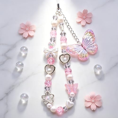 Image of Beaded Camera Wrist Strap Cute Digital Camera Charm Lanyard, Phone Wristlet Charms, Phone Chain for Camera