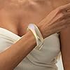 ChungLong0593 Women's Wide Iridescent Acrylic Bangle Bracelet - Multi-Color Chunky Resin Statement Jewelry, Trendy Fashion Accessory for Daily & Party Wear (White) #1