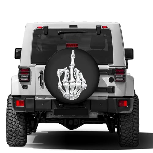 Image of Delerain Spare Tire Cover Funny Finger Skull Wheel Covers Sun Protection Waterproof for Truck RV Trailer SUV and Many Vehicle (14 Inch for Diameter 23 inch-27 inch)