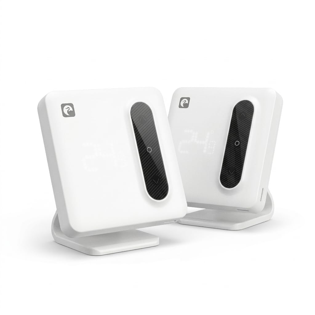 Garza Aspen Pack de 2 Termostatos WiFi Inteligentes para Caldera y Calefacción con Adaptador y Medidor de Consumo, Pantalla Táctil, Control App y Voz Alexa/Google, Blanco