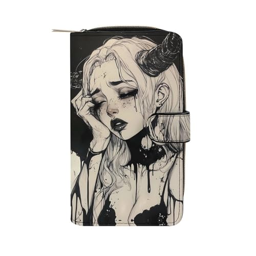 Gothic Lies Devil Girl Women's Wallets Leather Fold Clutch Wallet Credit Card Holder Ladies Travel Purse