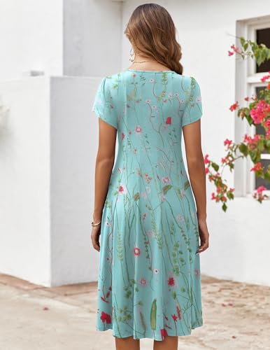 Image of ZEAGOO Womens Casual Dresses for Summer Short Sleeve Flare Midi Dress Loose Flowy Beach Sundress
