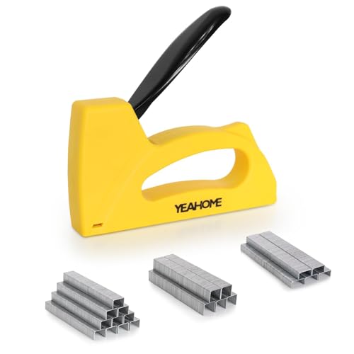 YEAHOME Light Duty Staple Gun Upholstery Staple Gun with 2000 pcs JT 21 Staples 1/4 5/16 3/8 inch Stapler Gun for Wood Crafts DIY Decoration Fabric