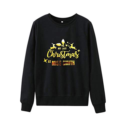 Women Ugly Christmas Sweatshirt Casual Solid Letter Print Long Sleeve Knit Sweatshirt Sweater Xmas Pullover Sweatshirt