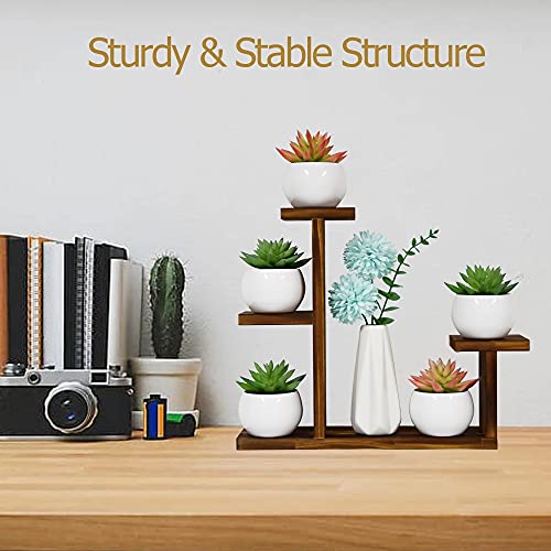 Lcseven Wood Plant Stand, Small Plant Stands For Indoor Tabletop Desktop, Mini Succulent Windowsill Shelf, Flower Herb Display Holder Rack For Home, Office, Living Room, Bedroom Decoration #TOP3
