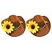 Didiseaon 2pcs Mini Western Cowboy Hats Brown Cowgirl Hat Felt Miniature Doll Hats Tiny Cowboy Hats Small Cowboy Hats for Bottles Doll and Cake Decorations Sunflower Design