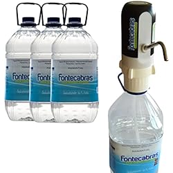 Dispensador De Agua Con Piedras Minerales Dispensador, Bomba de Agua eléctrica con Adaptador para garrafas de 5, 8 y 20l. Carga con USB.+ 3 GARRAFAS DE Agua Mineral Natural FONTECABRAS 5L.