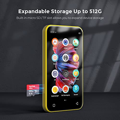 WiFi-Mp3-Player-with-Bluetooth-TIMMKOO-40-Full-Touch-Screen-Mp3-Mp4-Player-with-Speaker-Portable-HiFi-Sound-Walkman-Digital-Music-Player-with-FM-RadioRecorder-EbookClock-Browser-Yellow